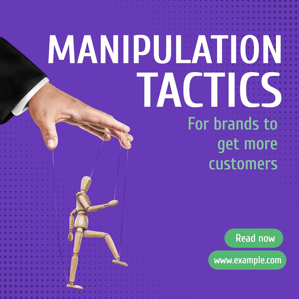 Manipulation tactics Instagram post template, editable text