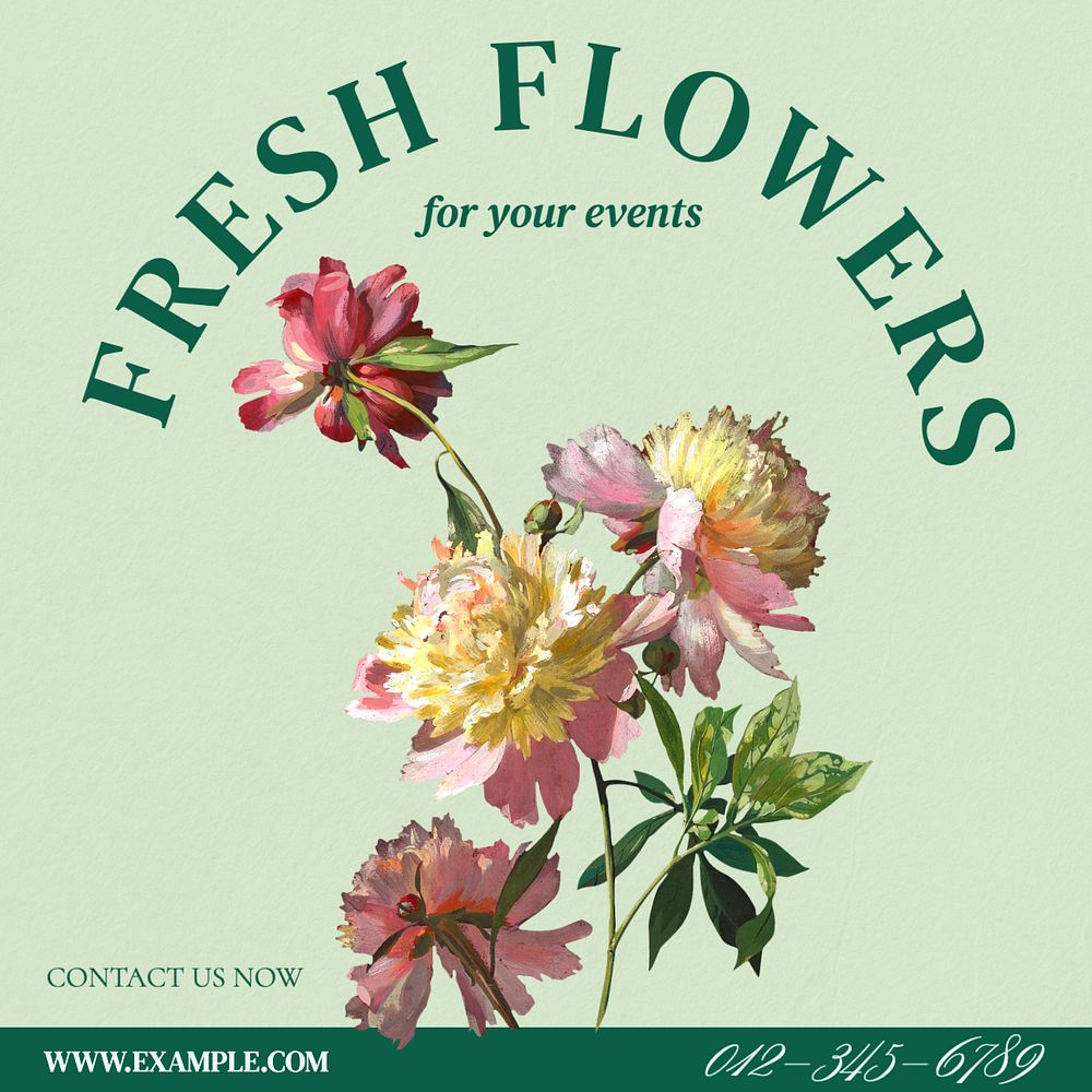 Fresh flower Instagram post template, editable text