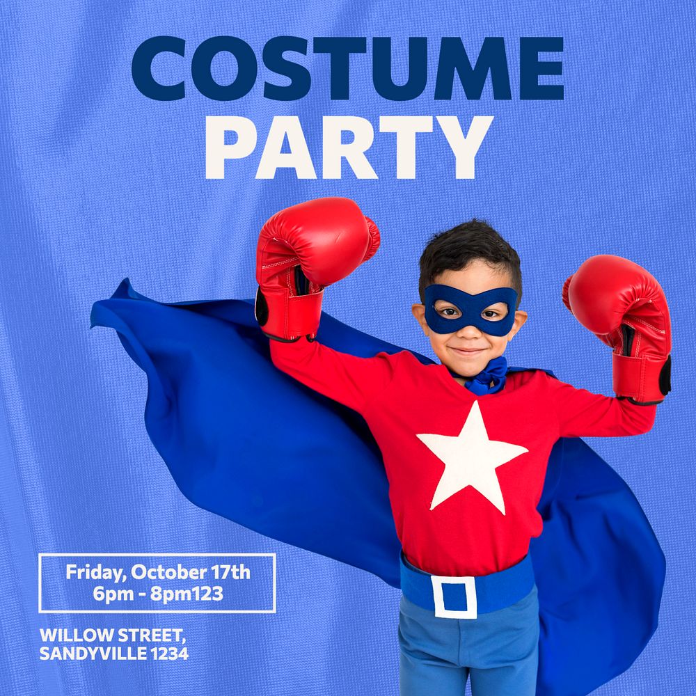 Costume party Instagram post template, editable text