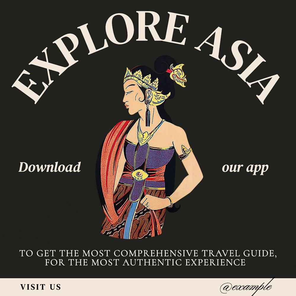 Explore asia app Instagram post template, editable text