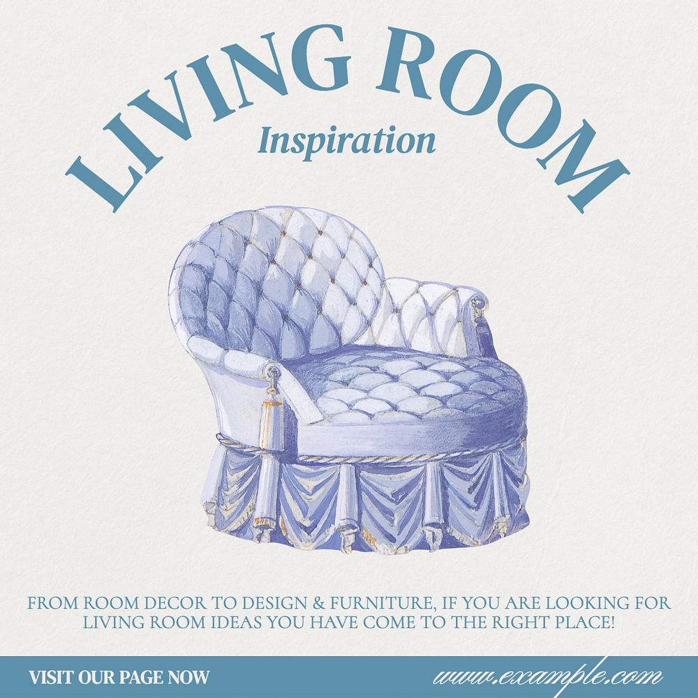 Living room inspiration Instagram post template, editable text