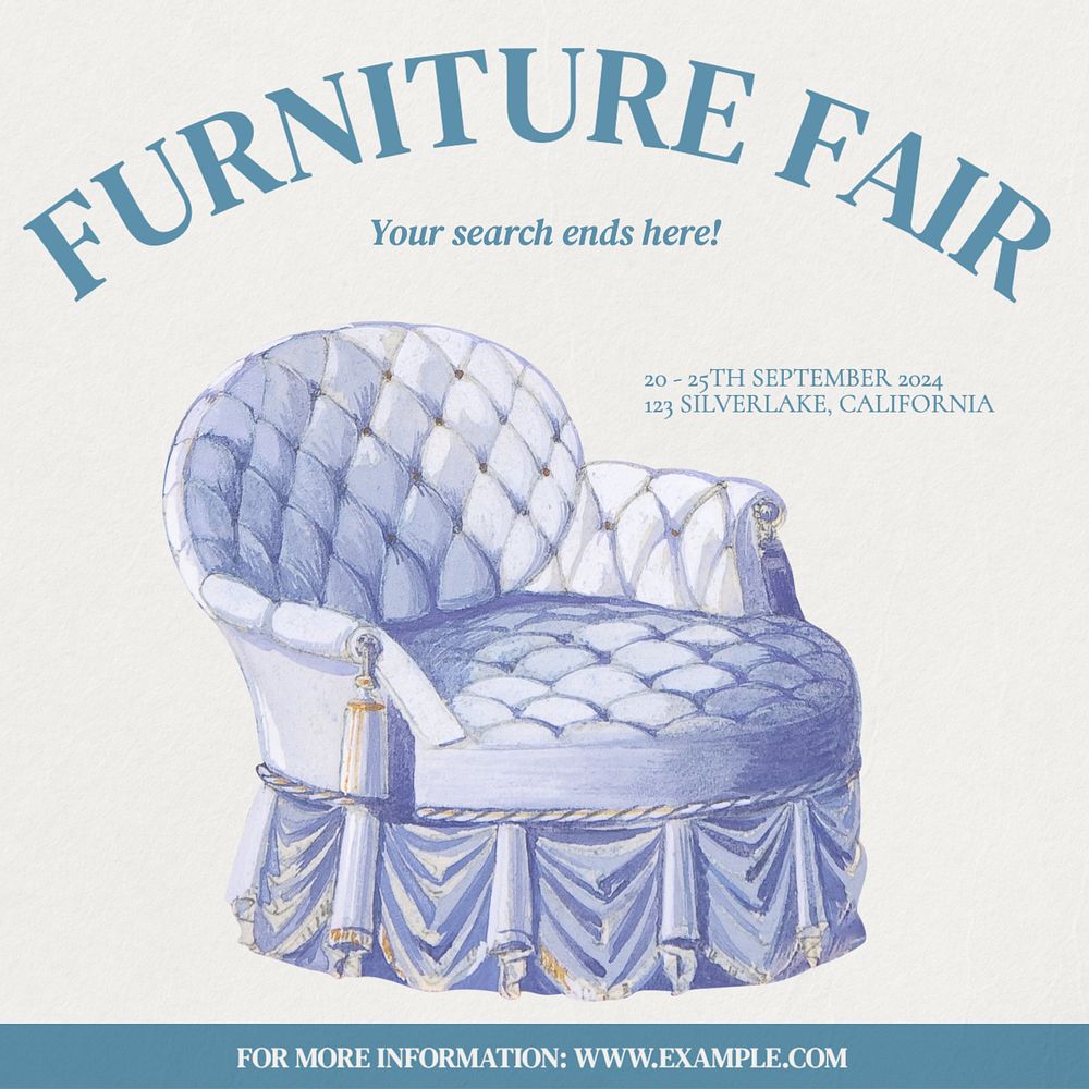 Furniture fair Instagram post template, editable text