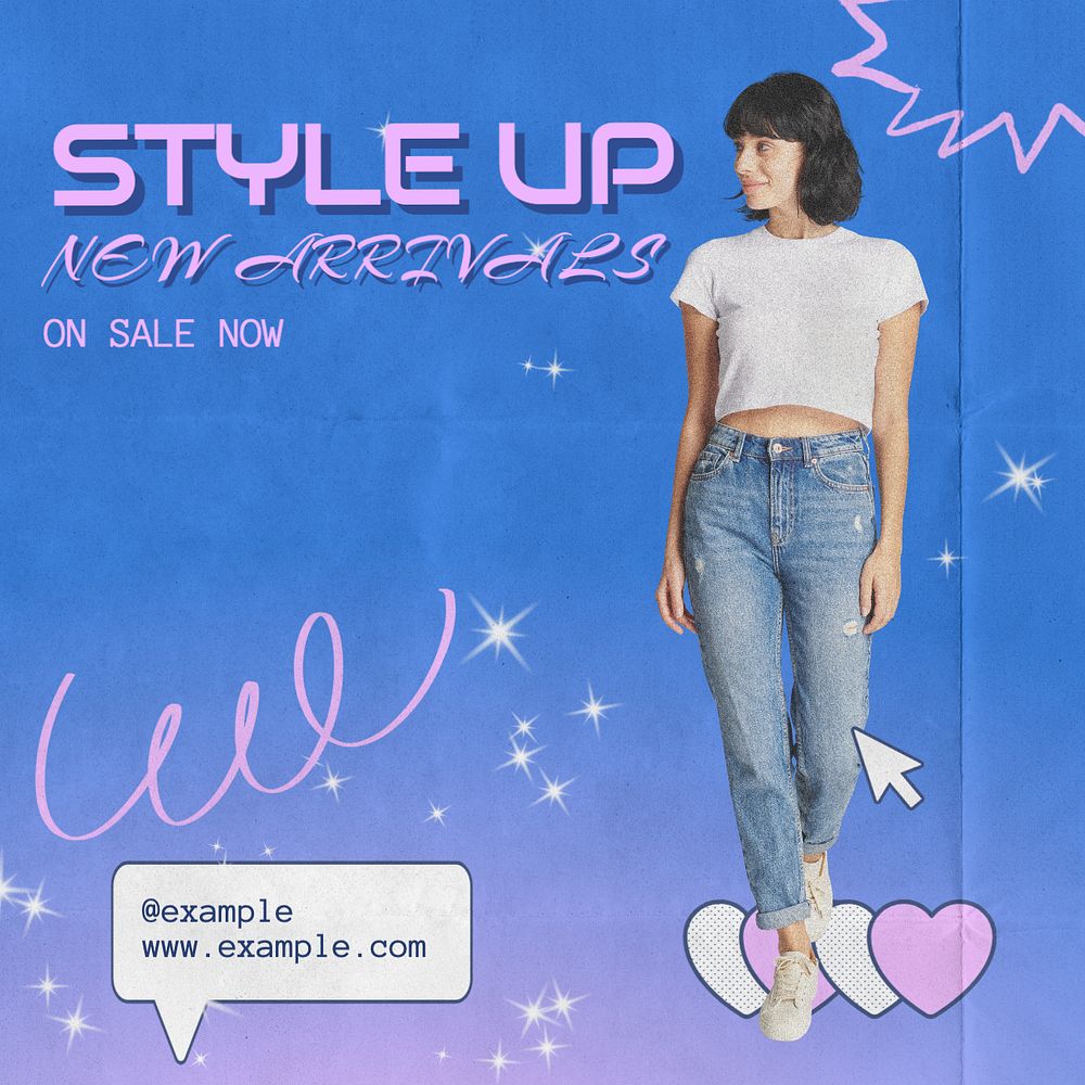 Style up, fashion Instagram post template, editable text