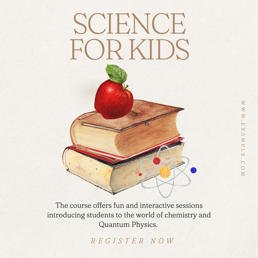 Kids science class Instagram post template, editable text