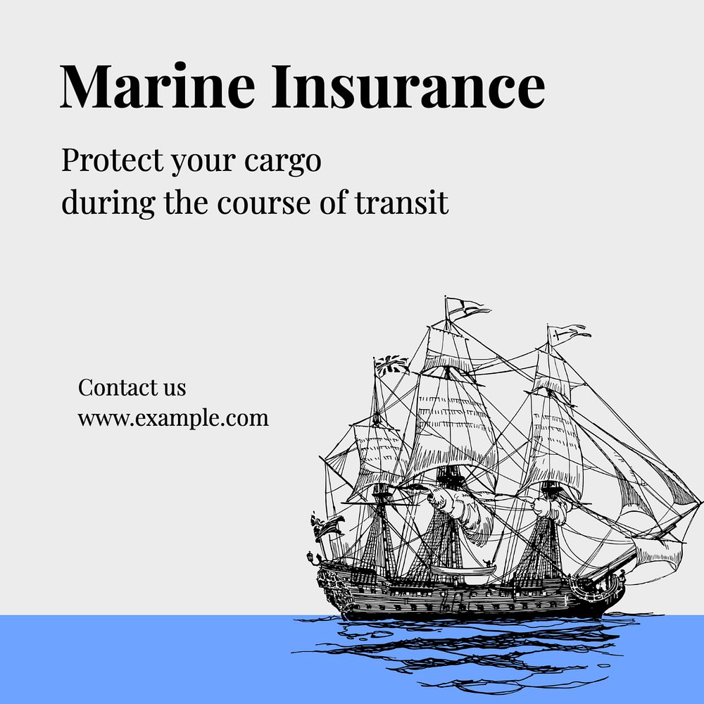 Marine insurance Instagram post template, editable text