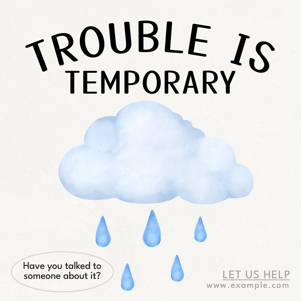 Trouble is temporary Instagram post template, editable text