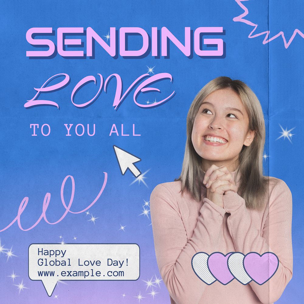 Sending Love Instagram post template, editable text