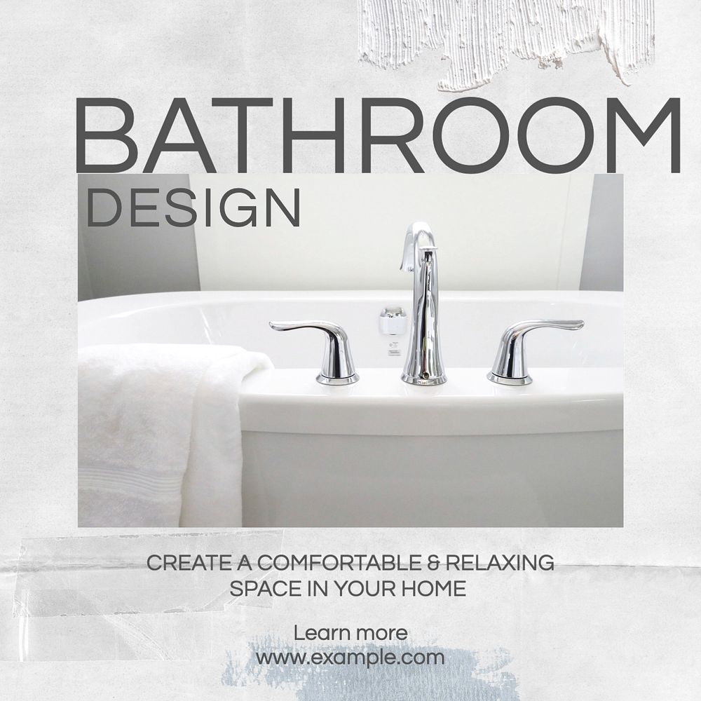 Bathroom design Instagram post template, editable text