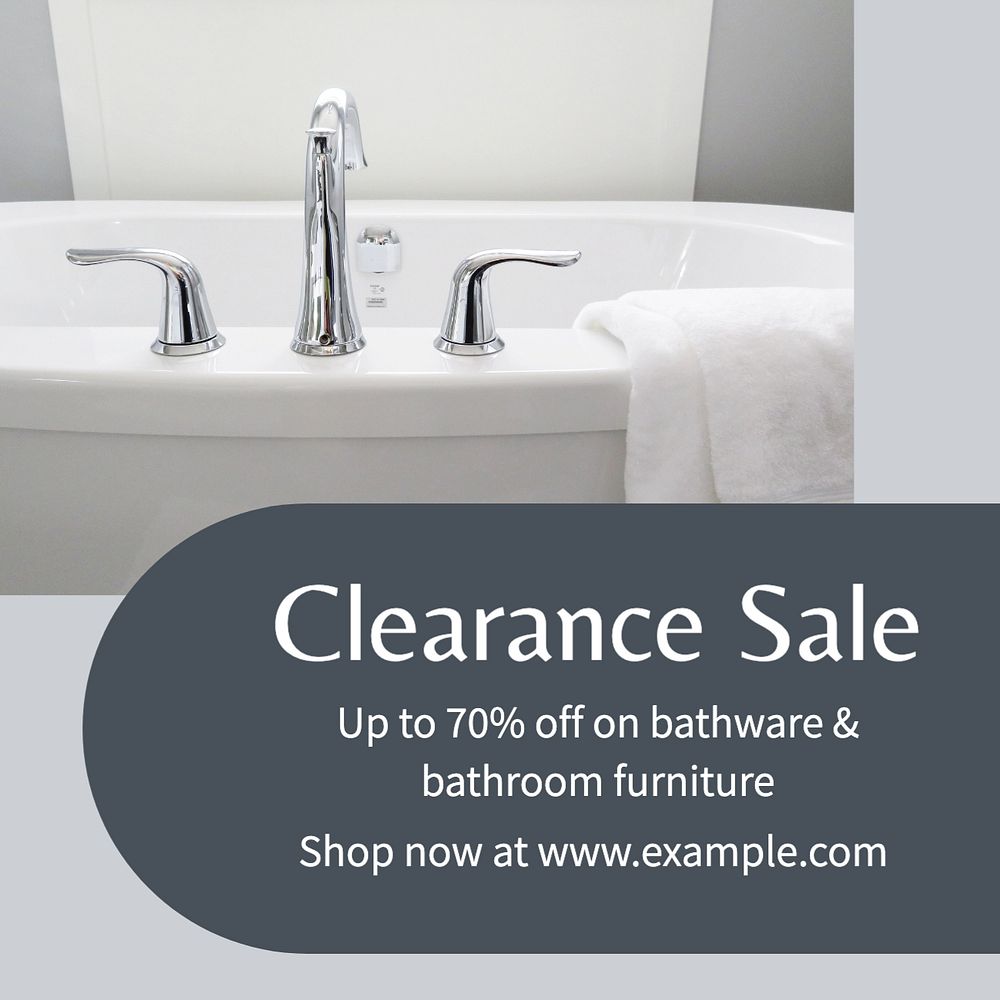 Bathroom sale Instagram post template, editable text