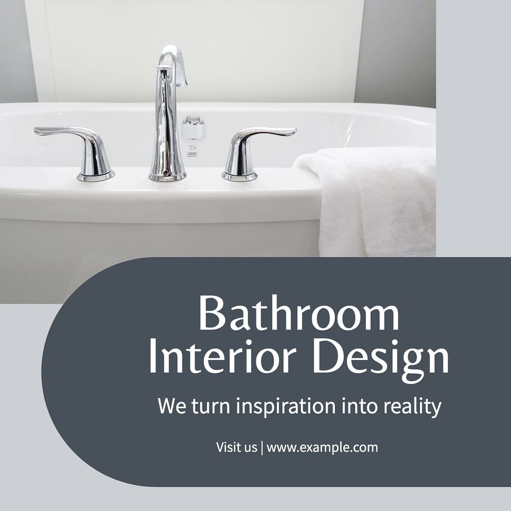 Bathroom Interior design Instagram post template, editable text