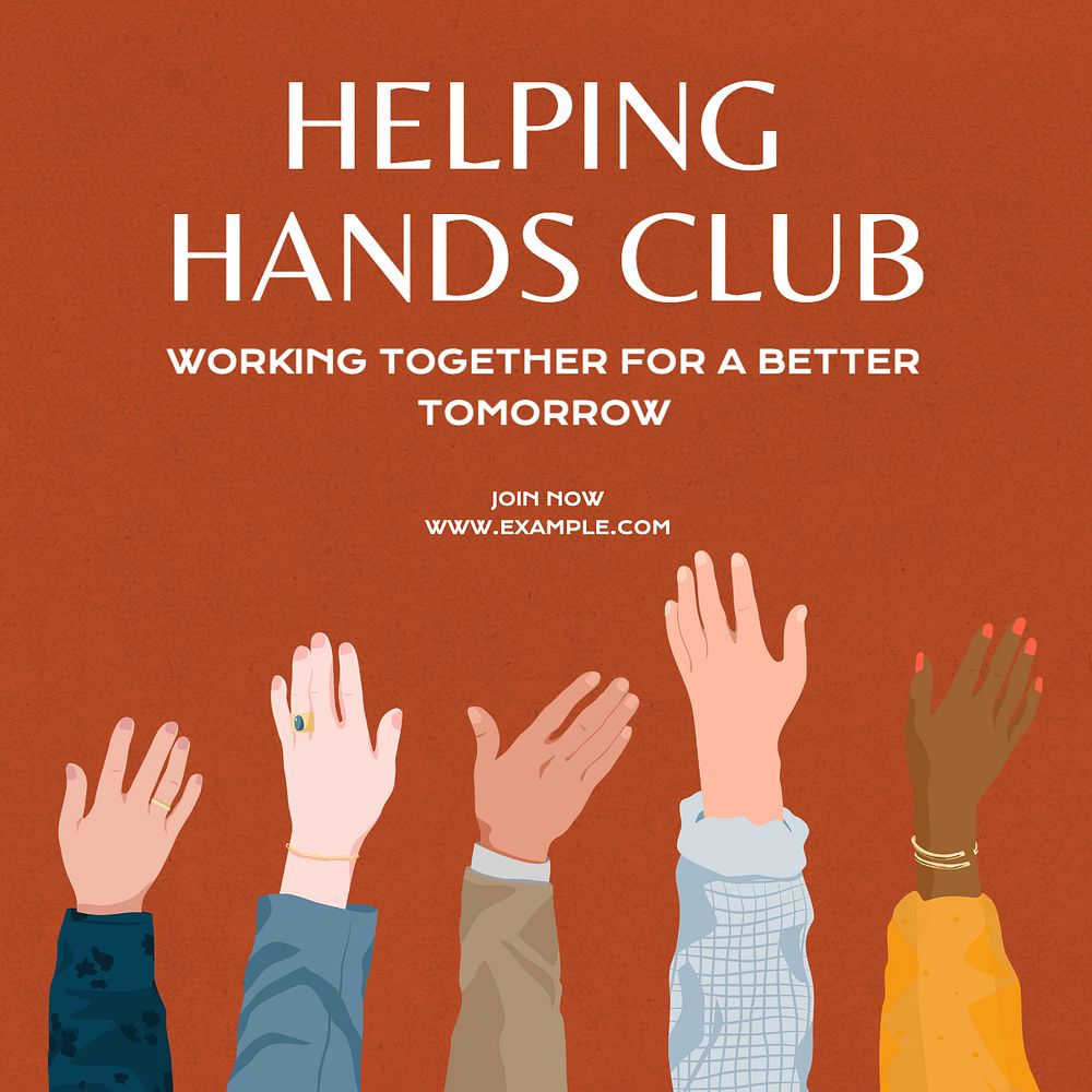 Helping hands Instagram post template, editable text