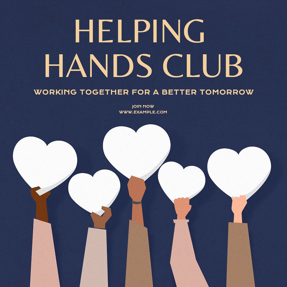 Helping hands Instagram post template, editable text