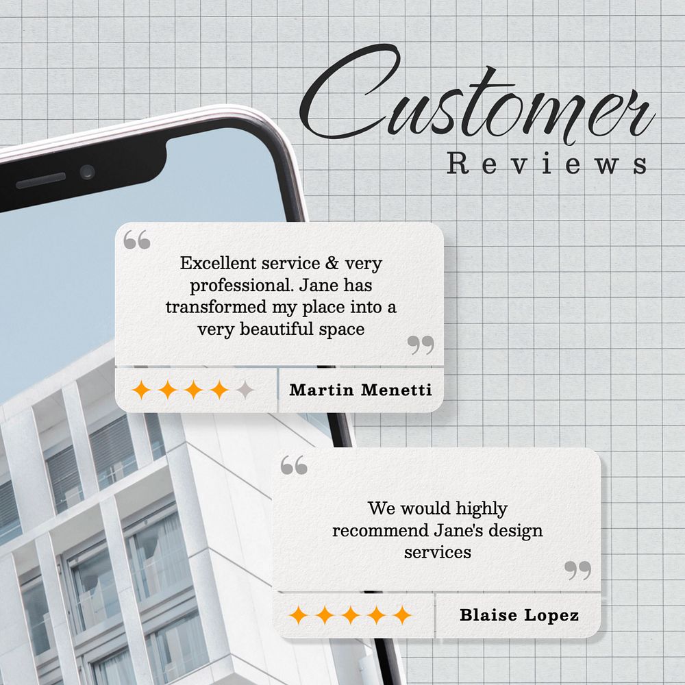 Customer review Instagram post template, editable text