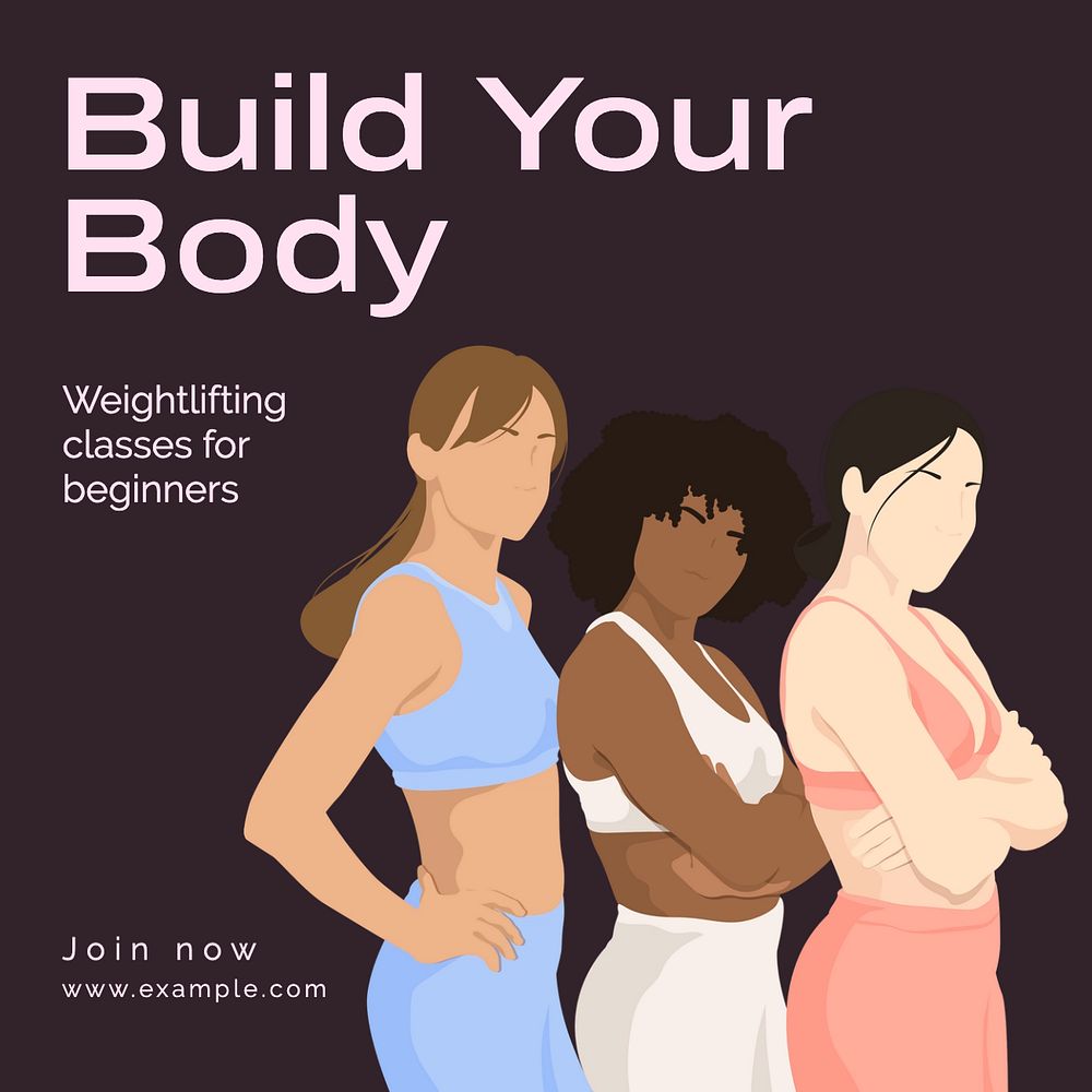 Build your body Instagram post template, editable text