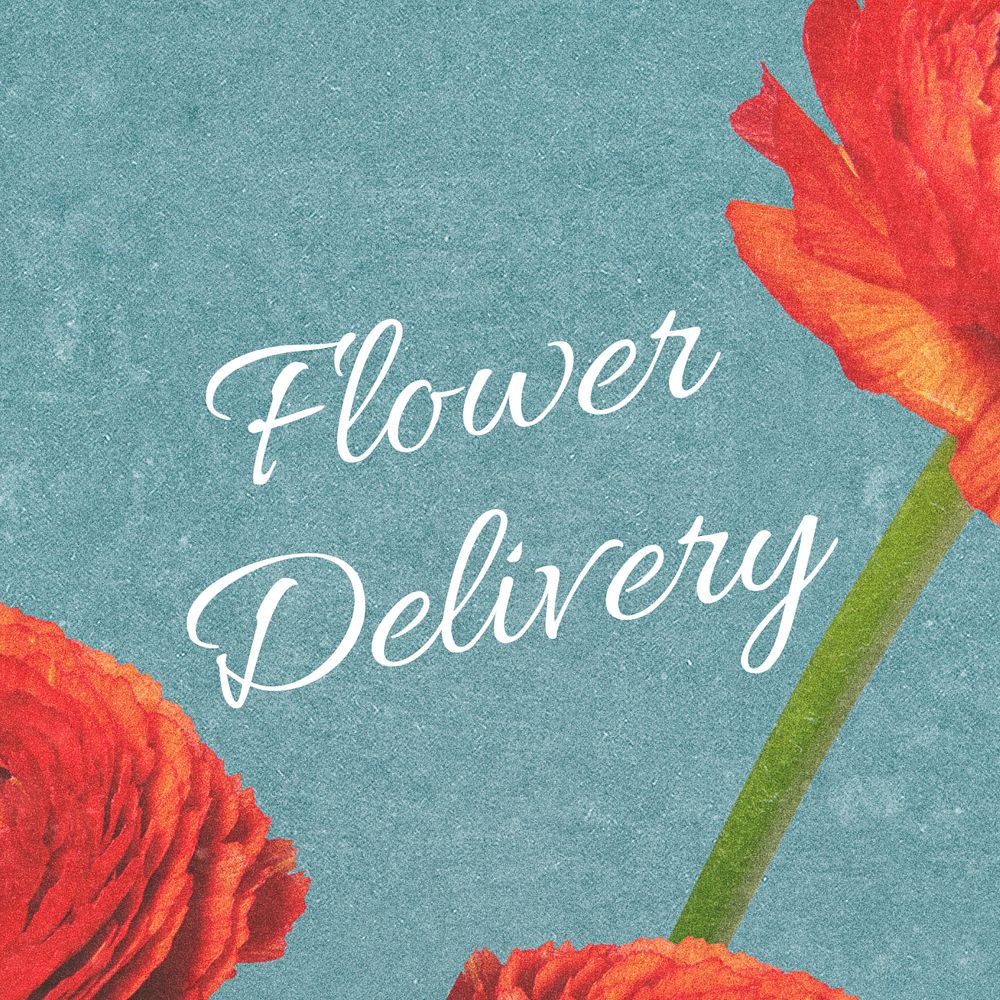 Flower delivery Instagram post template, editable text