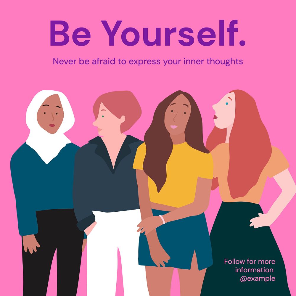 Be yourself Instagram post template, editable text