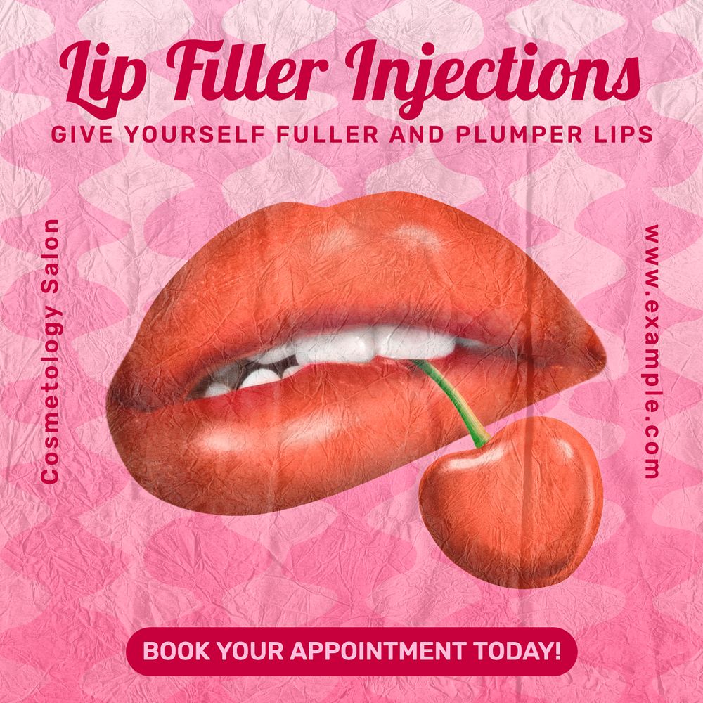 Lip filer injections Instagram post template, editable text