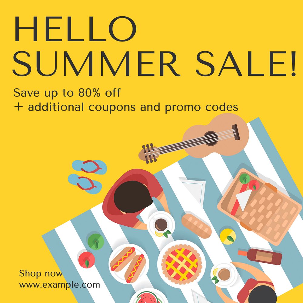 Summer sale Instagram post templates, editable design