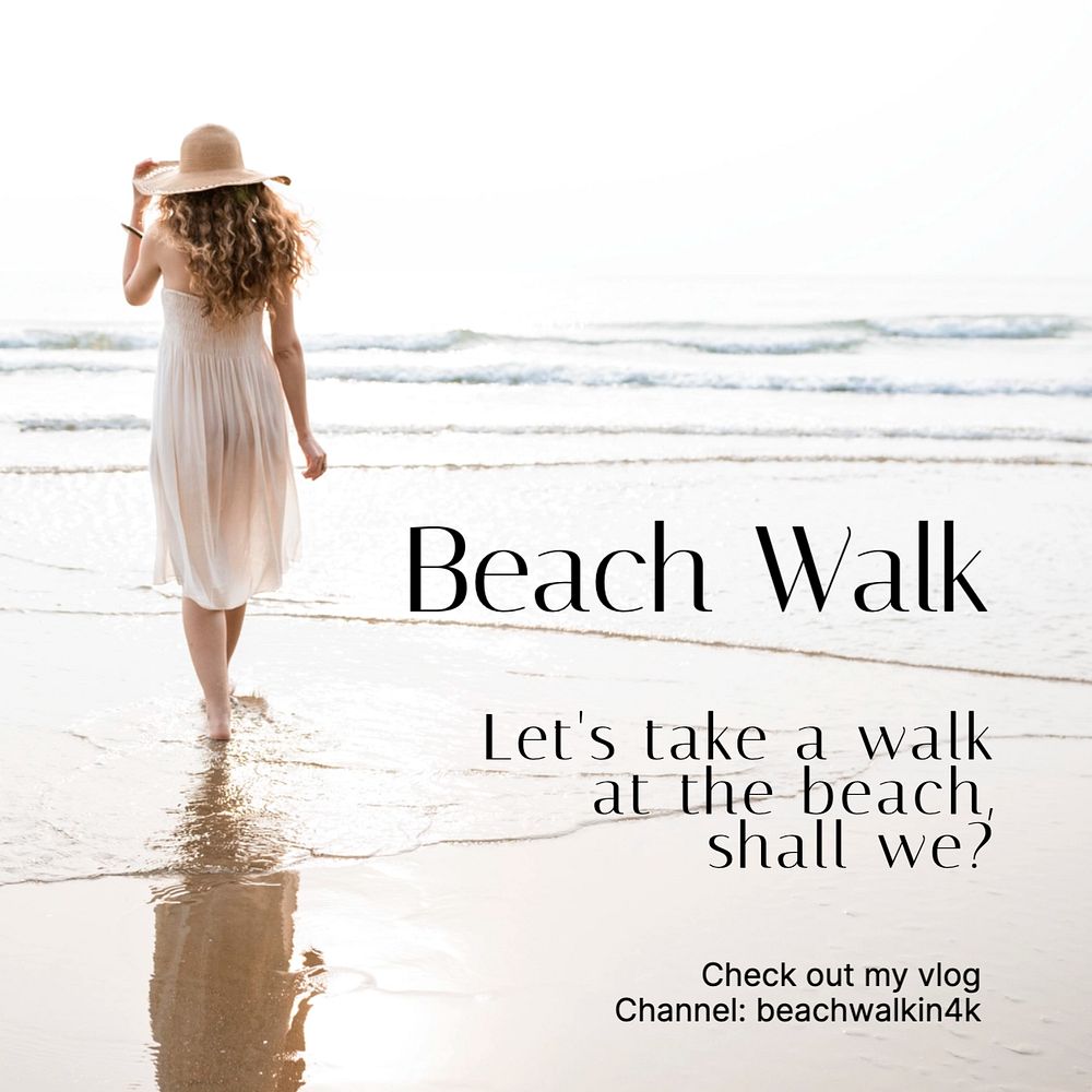 Beach travel Instagram post template, editable text