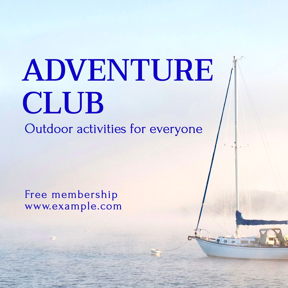 Adventure club Instagram post template, editable text