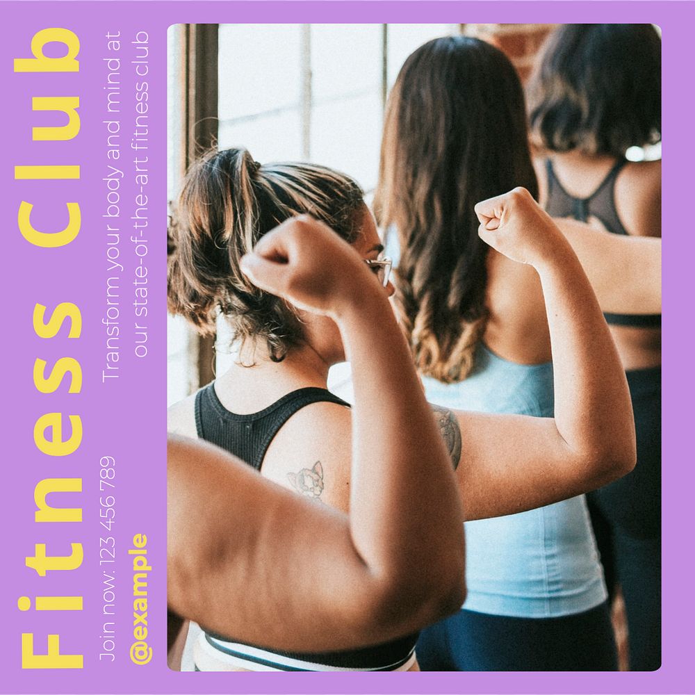 Fitness Gym Club Instagram post template, editable text