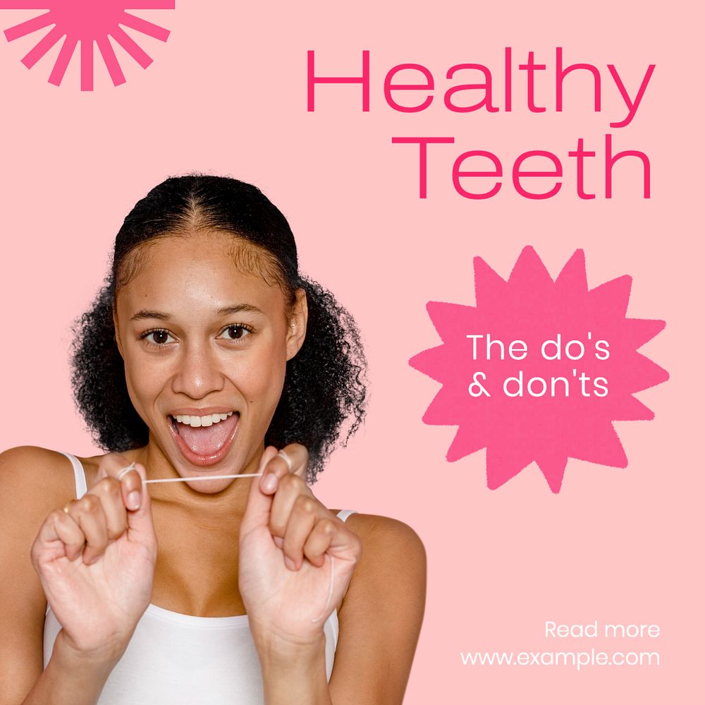 Healthy teeth Instagram post template, editable text