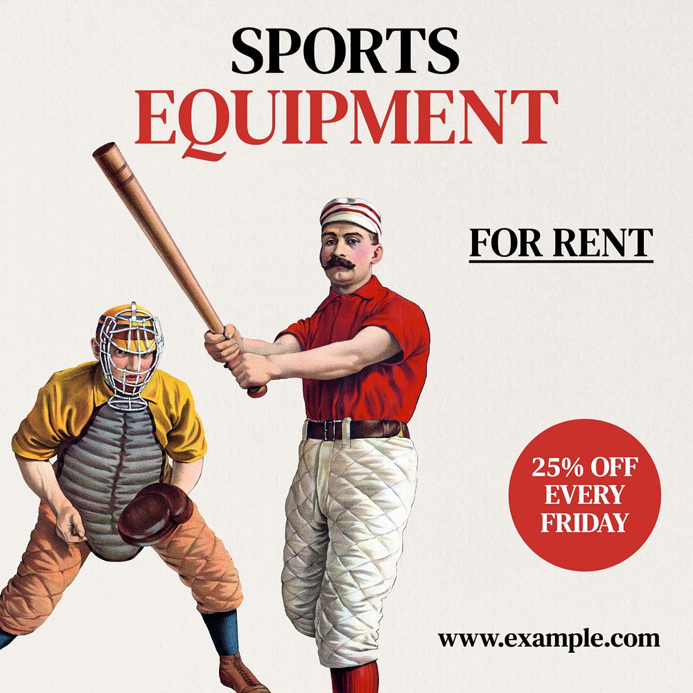 Sports equipment Instagram post template, editable text