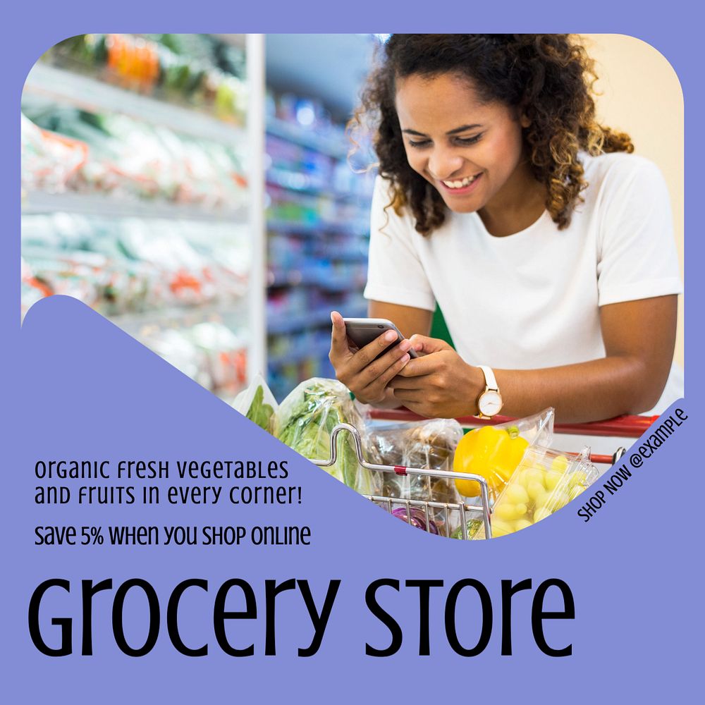 Grocery store Instagram post template, editable text