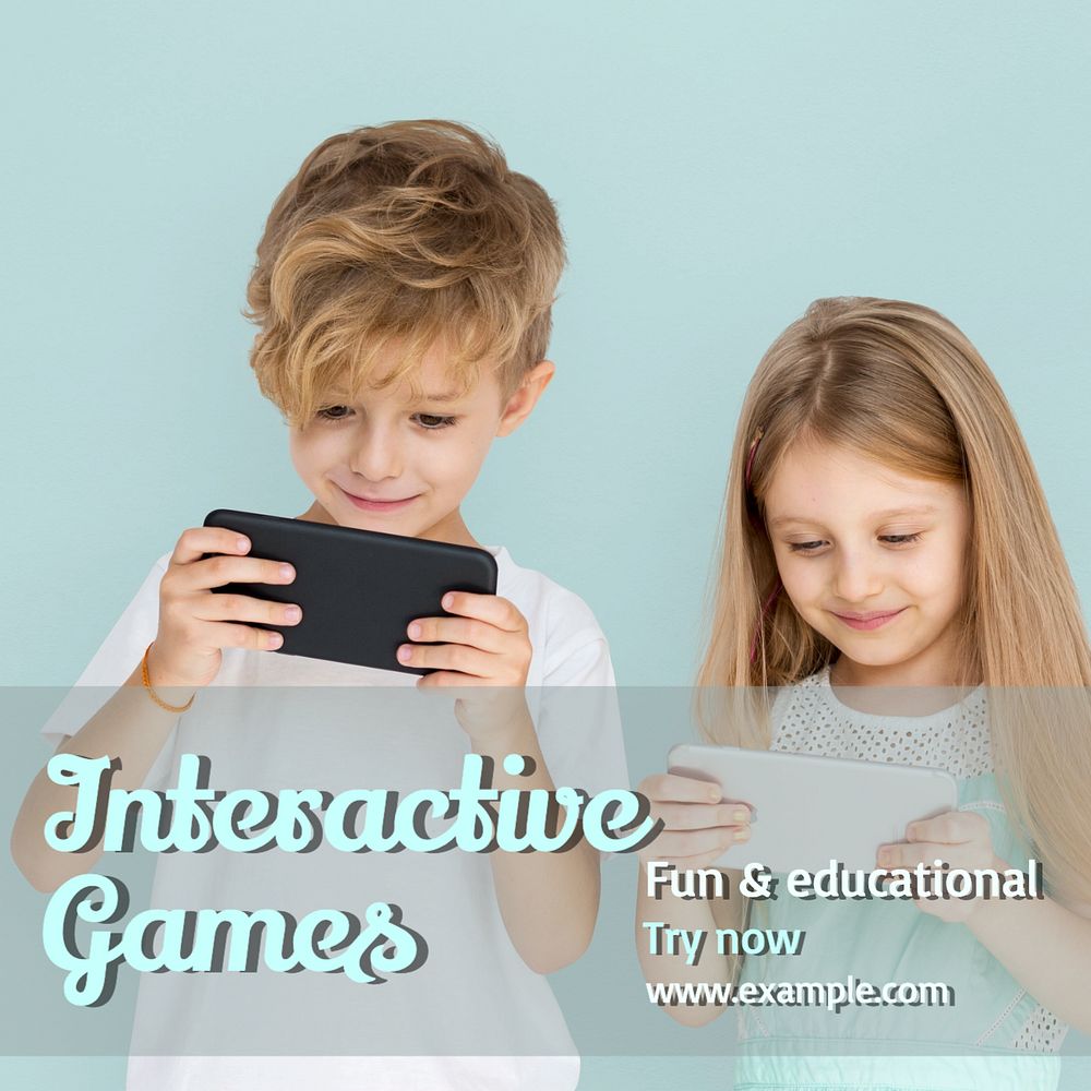 Interactive games Instagram post template, editable text