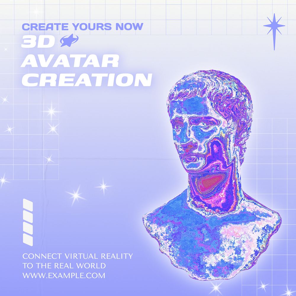 Avatar creation Instagram post template, editable text