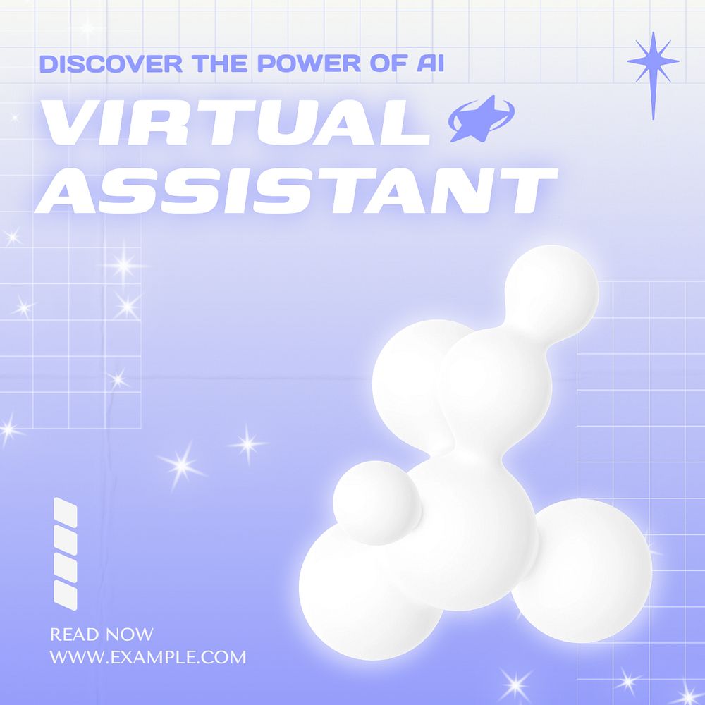 Virtual assistant Instagram post template, editable text