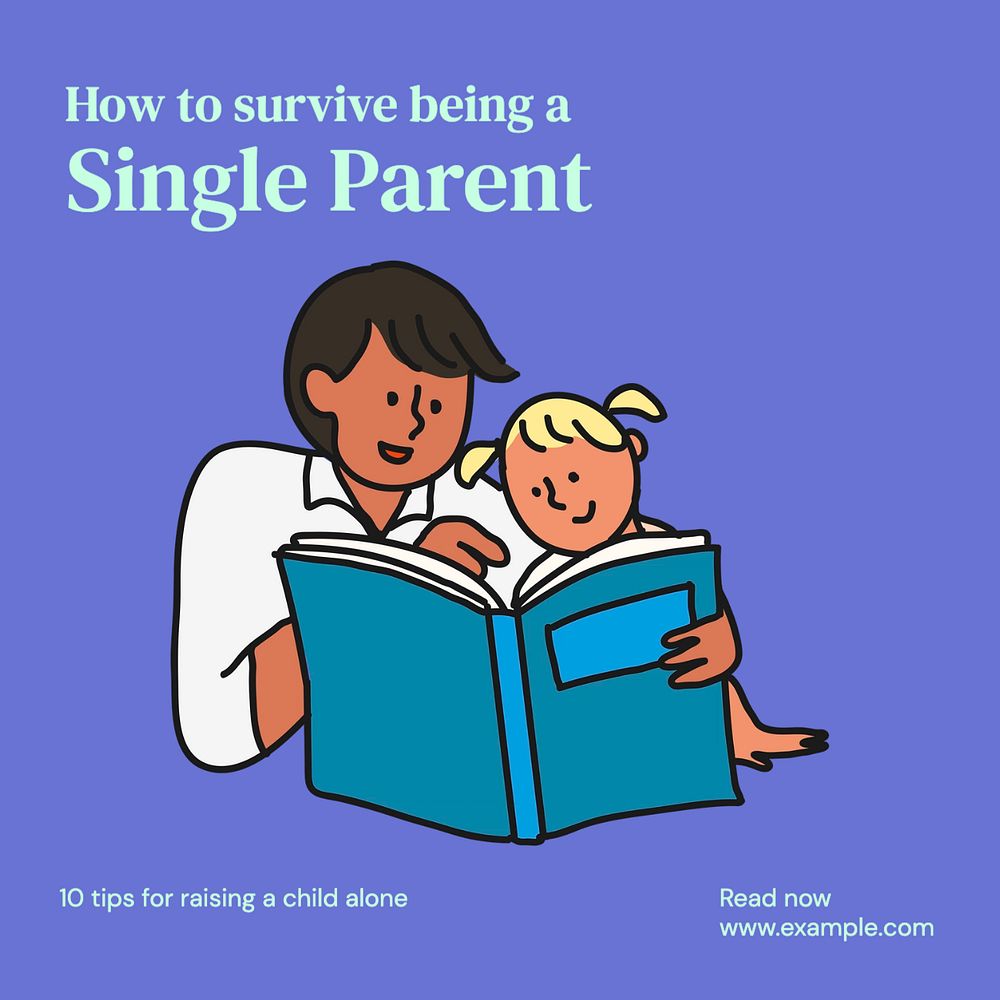 Single parent tips Instagram post template, editable text