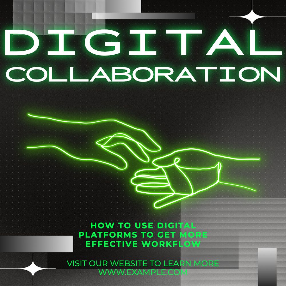 Digital collaboration Instagram post template, editable text