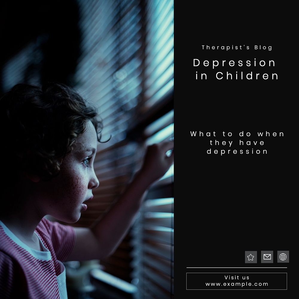 Depression in children Instagram post template, editable text