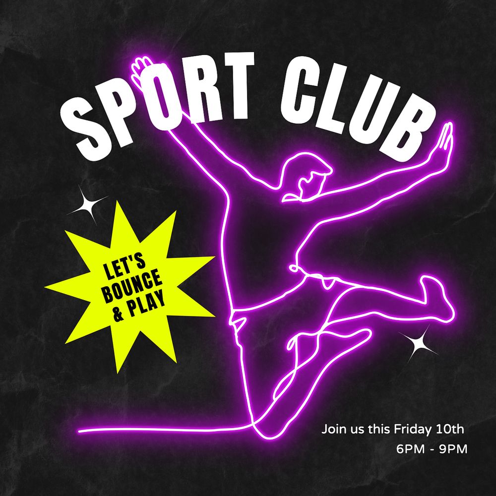 Sport club Instagram post template, editable text