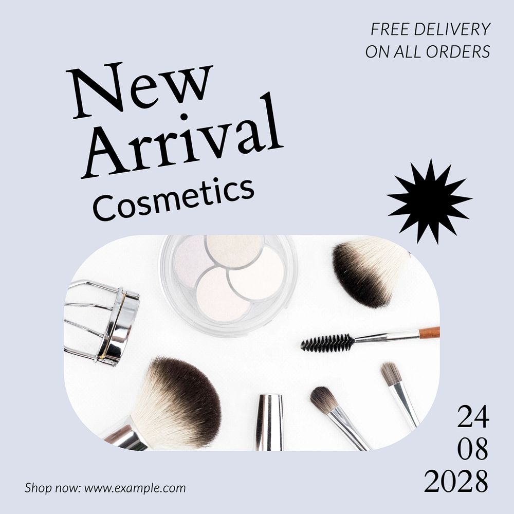 New arrival cosmetics Instagram post template, editable text