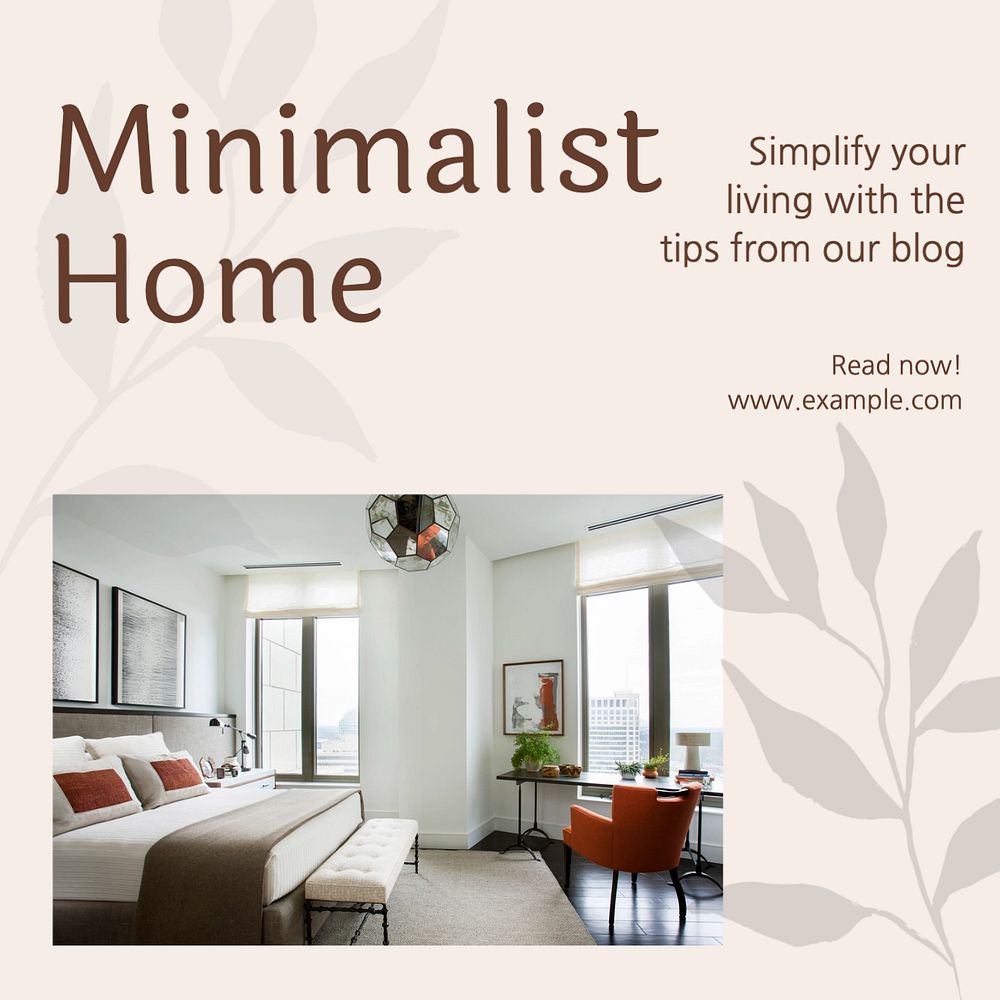 Minimalist home decor Instagram post template, editable text