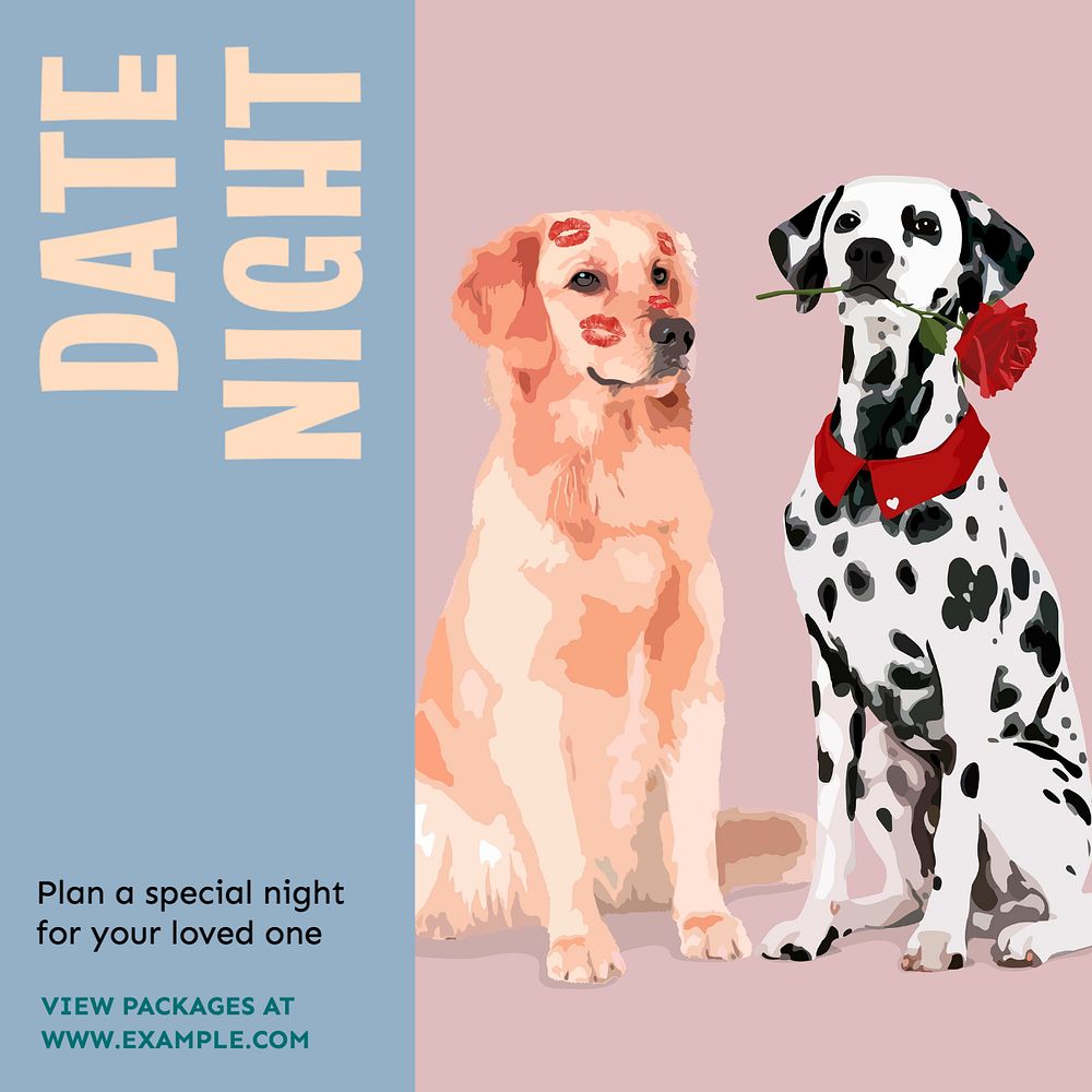 Date night Instagram post template, editable text