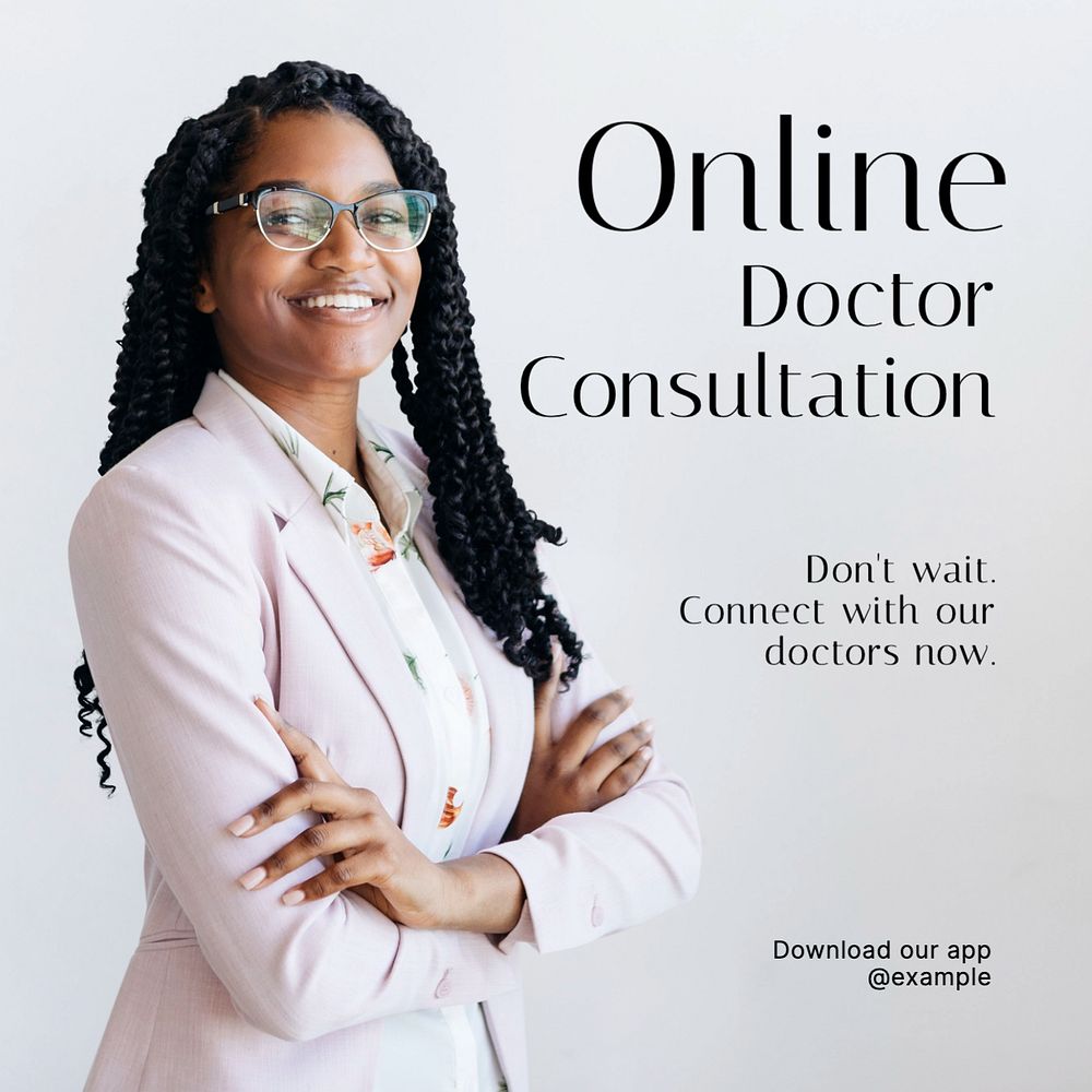 Online doctor consultation Instagram post template, editable text