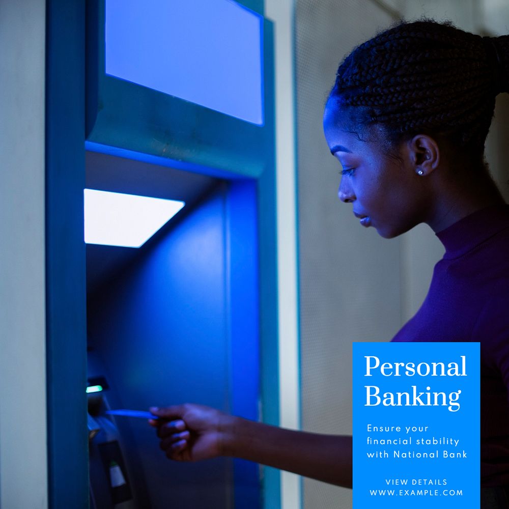 Personal banking Instagram post template, editable text