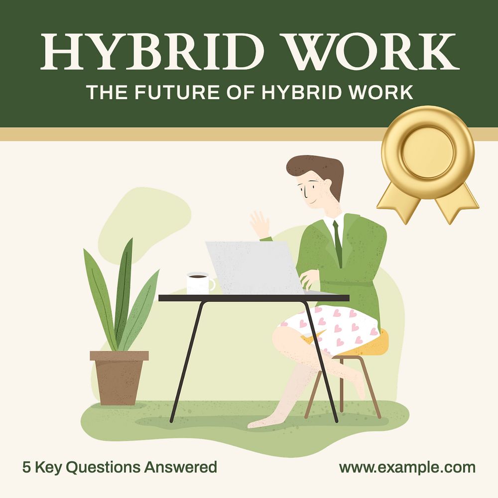 Hybrid work Instagram post template, editable text