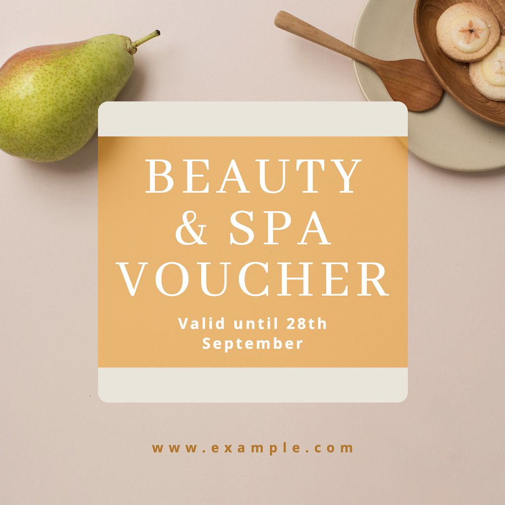 Beauty & spa voucher Instagram post template, editable text