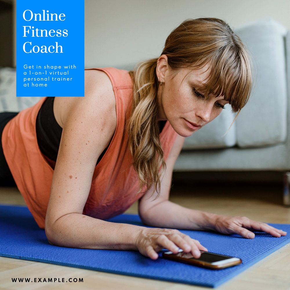 Online fitness coach Instagram post template, editable text