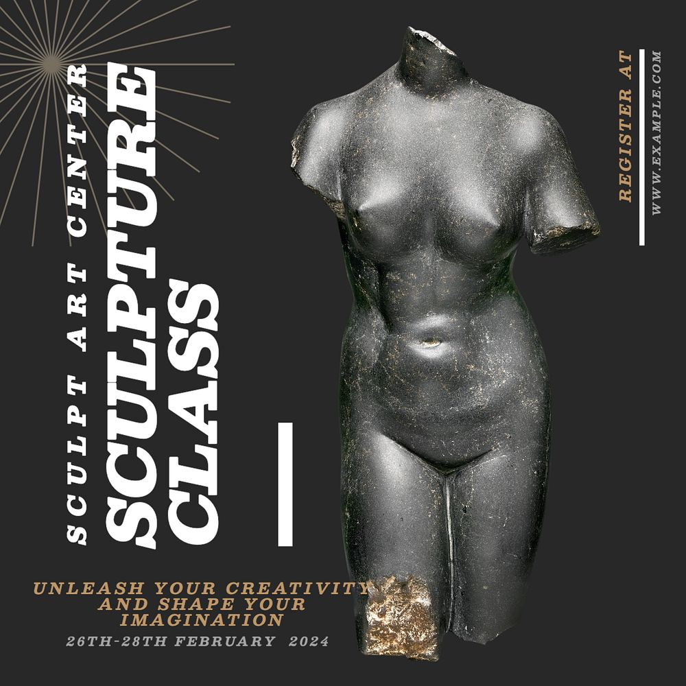 Sculpture class Instagram post template, editable text