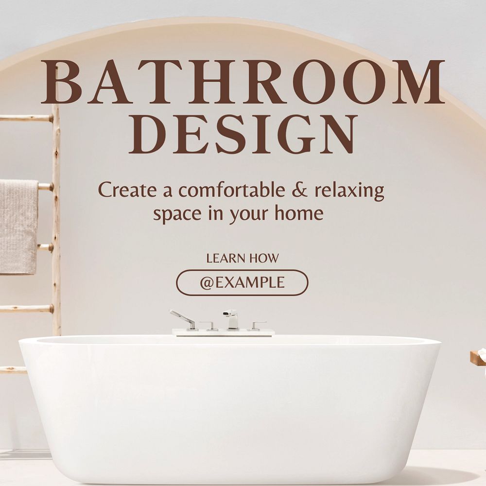 Bathroom design Instagram post template, editable text