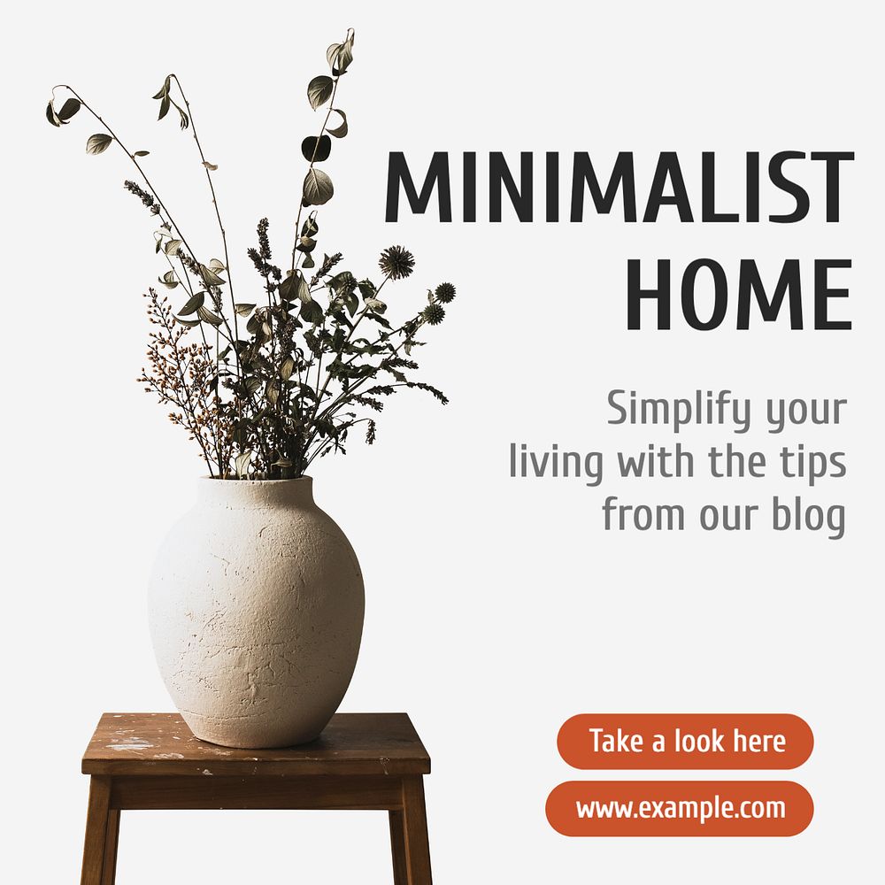 Minimalist home Instagram post template, editable text