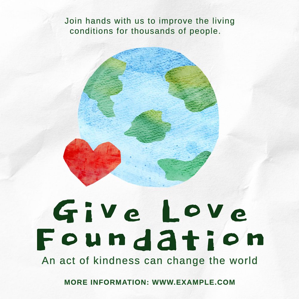 Give Love Foundation Instagram post template, editable text