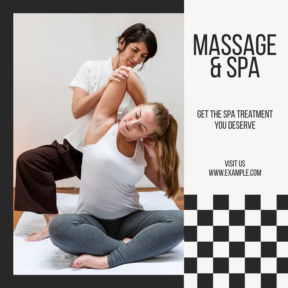 Massage & spa Instagram post template, editable text