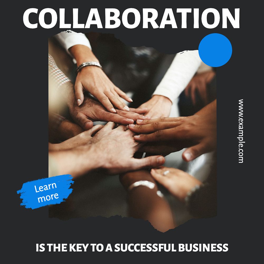 Business collaboration Instagram post template, editable text