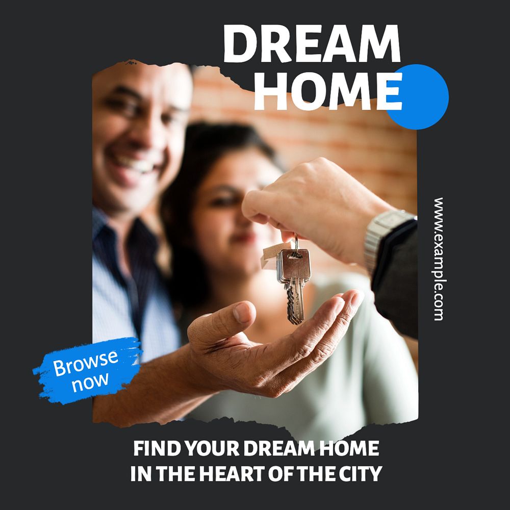 Dream home Instagram post template, editable text